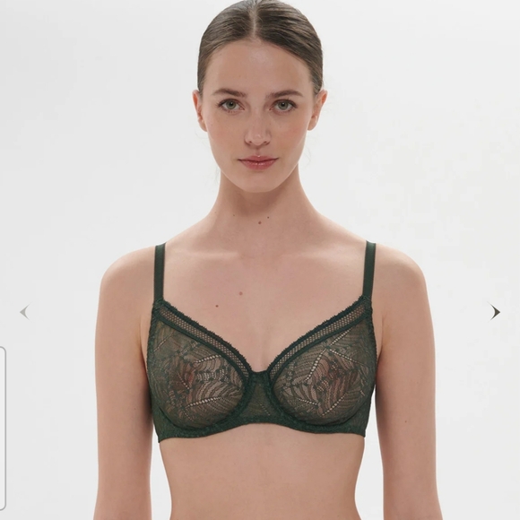 Wacoal Triumph Green Lace Bra with Underwire and Adjustable Straps
